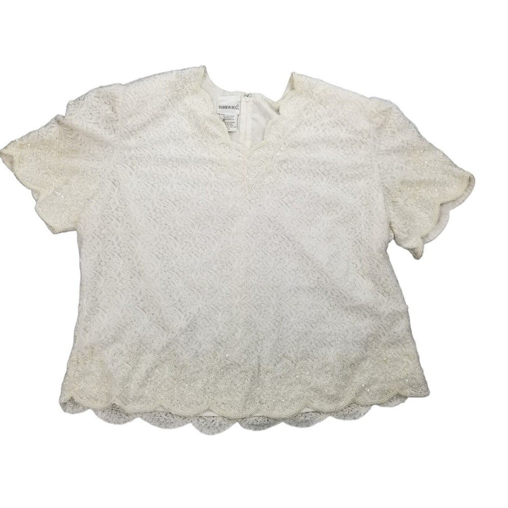 Fashion Bug White Beaded Formal Top Sz 24 (2X/3X) Wedding Party Mother of Bride - Picture 1 of 16